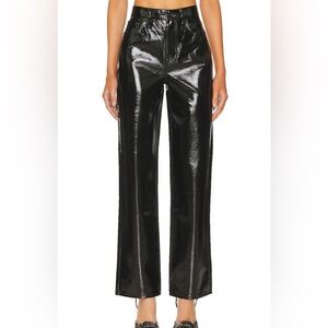 Pistola women’s Cassie high rise straight black vinyl coated pants faux leather